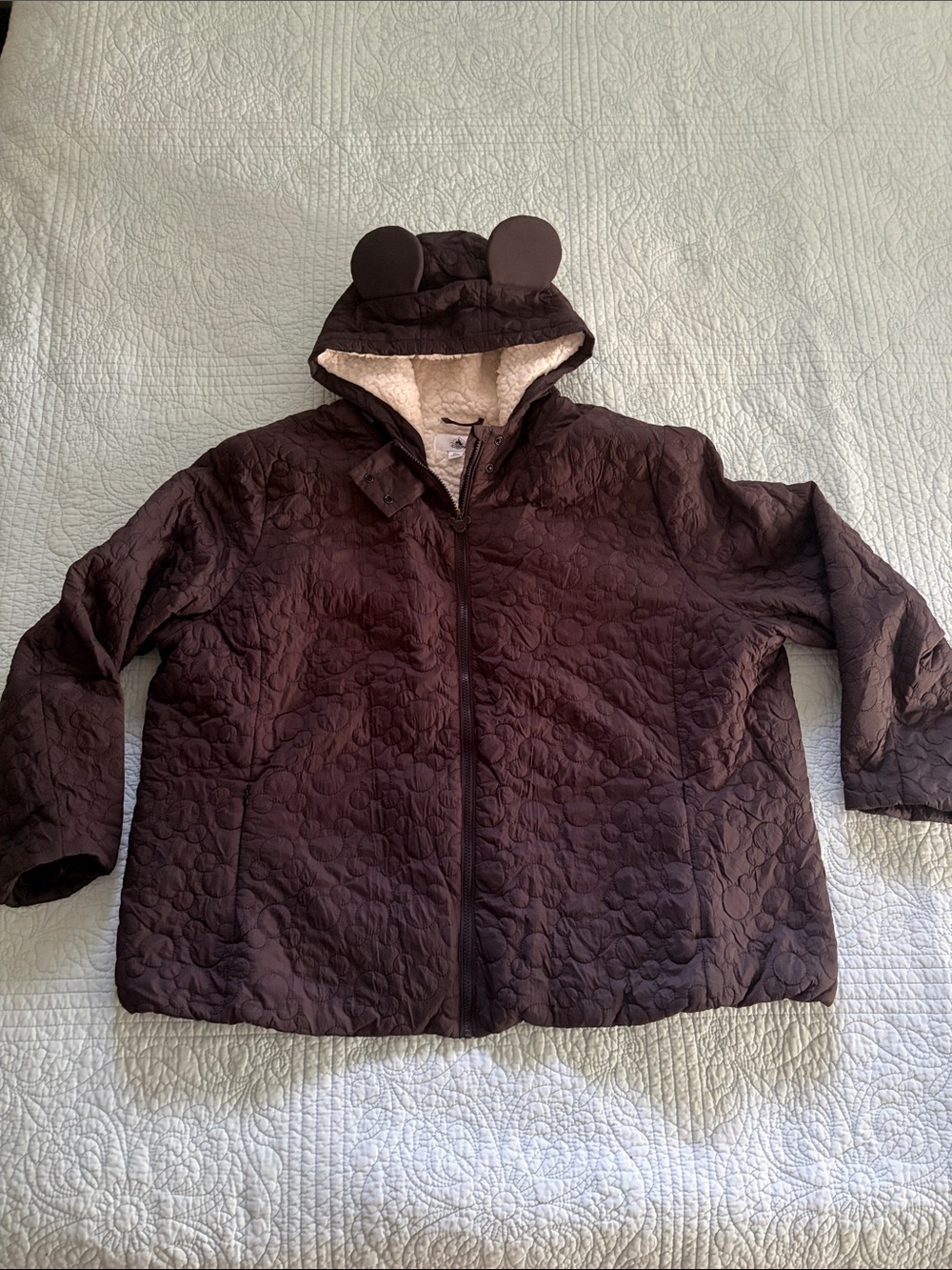 Disney Quilted Hooded Puffer Jacket in Black with Ear Details